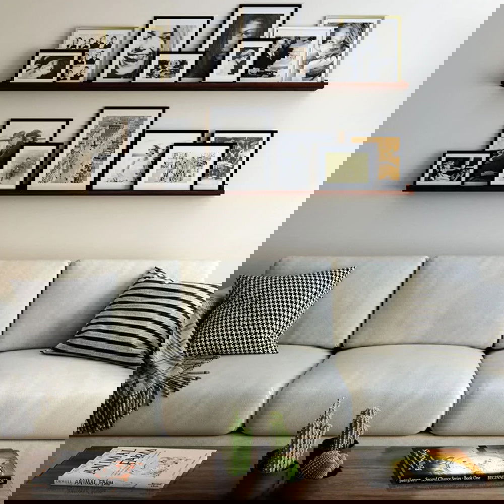 Solid Sheesham Wood 2 Piece Picture Ledge Wall Shelf (Set of 2) - Furnishiaa -  -